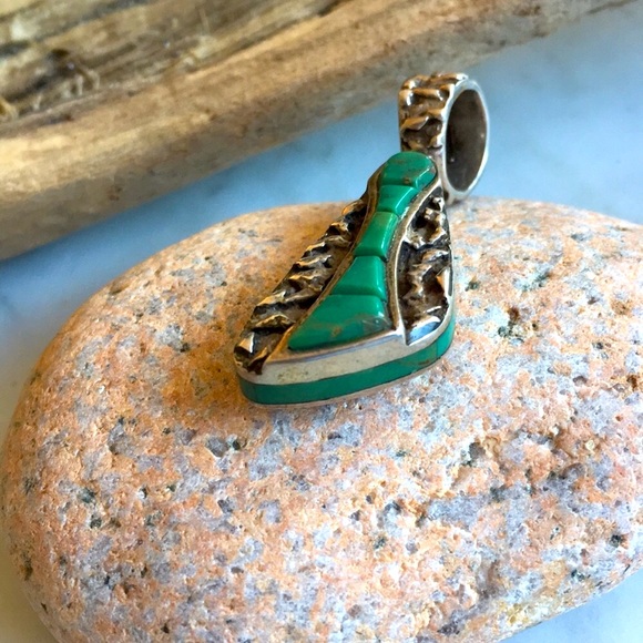 Vintage Zuni Turquoise Reversible Pendant Dishta - Picture 8 of 12